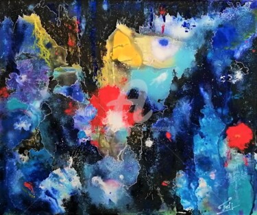 Painting titled "Note Bleue" by Frederic Janssens (Fredj), Original Artwork, Acrylic