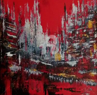 Painting titled "Rouge Heure" by Frederic Janssens (Fredj), Original Artwork, Acrylic