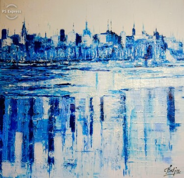 Painting titled "Effet-mer" by Frederic Janssens (Fredj), Original Artwork, Acrylic Mounted on Wood Stretcher frame