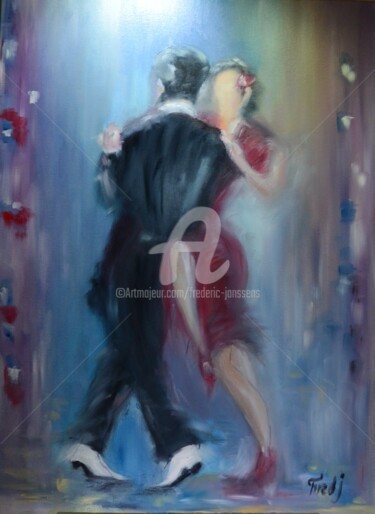 Painting titled "Tango académie" by Frederic Janssens (Fredj), Original Artwork, Oil