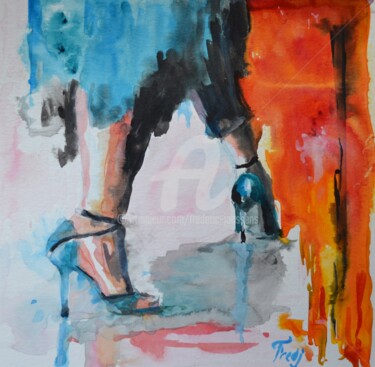 Peinture intitulée "chaussures à mon pi…" par Frederic Janssens (Fredj), Œuvre d'art originale, Encre