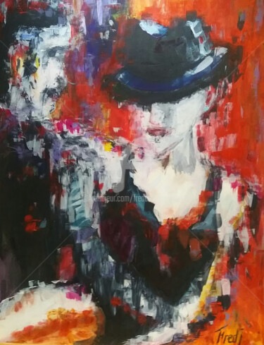 Painting titled "Rouge Tango" by Frederic Janssens (Fredj), Original Artwork, Acrylic