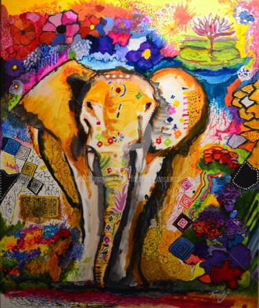 Painting titled "elephanta-16.jpg" by Frederic Janssens (Fredj), Original Artwork, Ink