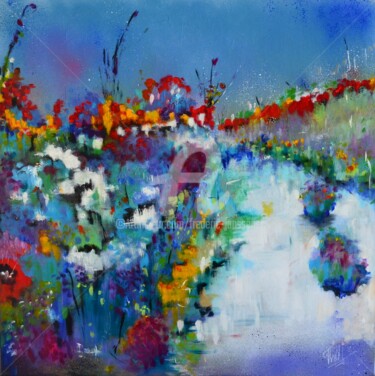 Painting titled "chemin-des-bruyeres…" by Frederic Janssens (Fredj), Original Artwork, Acrylic