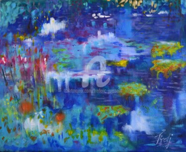 Painting titled "entre-Majorelle-et-…" by Frederic Janssens (Fredj), Original Artwork, Acrylic