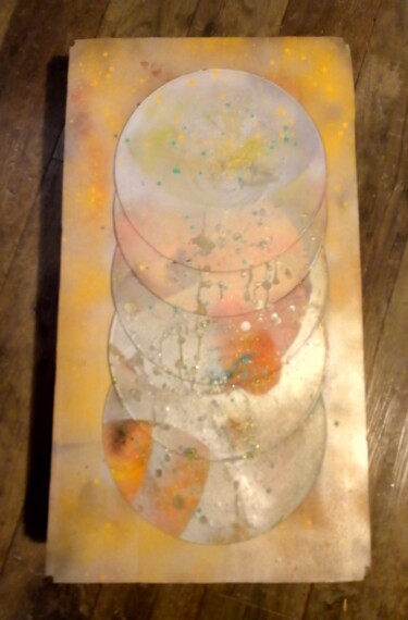 Collages titled "Sun Space" by Frederic Lafay (FL), Original Artwork, Acrylic Mounted on Wood Panel