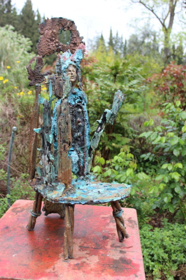 Sculpture titled "le temple du chamane" by Frédéric Lange, Original Artwork, Bronze