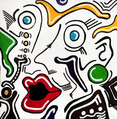 Painting titled "Pop confusion" by Frederic Laroubine, Original Artwork, Acrylic Mounted on Wood Stretcher frame