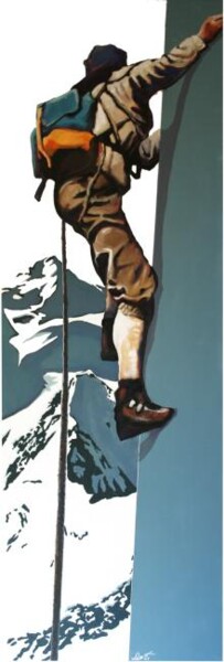 Painting titled "alpiniste" by Frédéric Leleu, Original Artwork