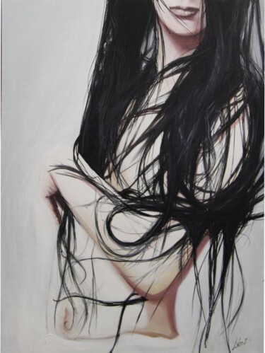 Painting titled "wet hair" by Frédéric Leleu, Original Artwork