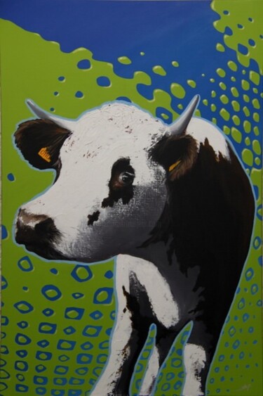 Peinture intitulée "vache&co n°3 2011" par Frédéric Leleu, Œuvre d'art originale
