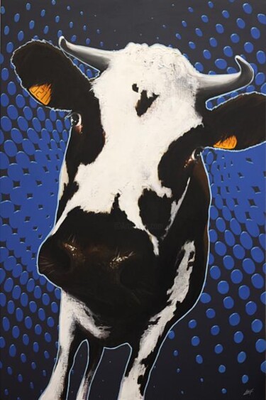 Peinture intitulée "vache&co n°4 2011" par Frédéric Leleu, Œuvre d'art originale