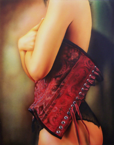 Peinture intitulée "corset.jpg" par Frédéric Mauron, Œuvre d'art originale, Aérographe