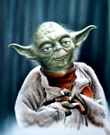 Schilderij getiteld "yoda.jpg" door Frédéric Mauron, Origineel Kunstwerk, Airbrush