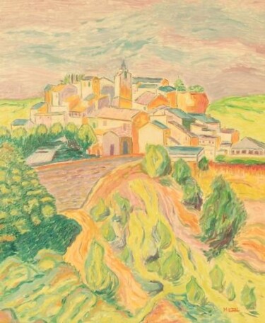 Peinture intitulée "Le village de Rouss…" par Frédéric Mazel, Œuvre d'art originale, Huile
