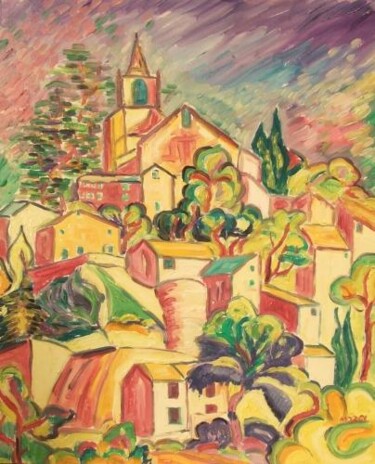 Painting titled "Bonnieux" by Frédéric Mazel, Original Artwork, Oil