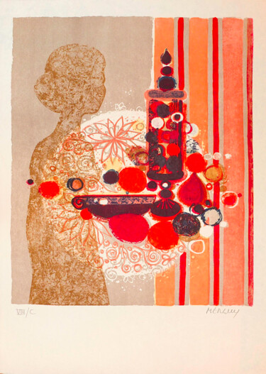 Druckgrafik mit dem Titel ""Intimité"" von Frederic Menguy, Original-Kunstwerk, Lithographie