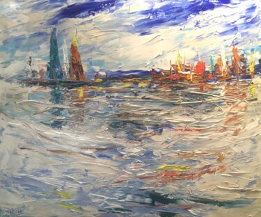 Malerei mit dem Titel "Honfleur Coast of N…" von Frederic Payet, Original-Kunstwerk, Acryl