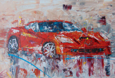 Painting titled "Red Corvette" by Frederic Payet, Original Artwork, Acrylic