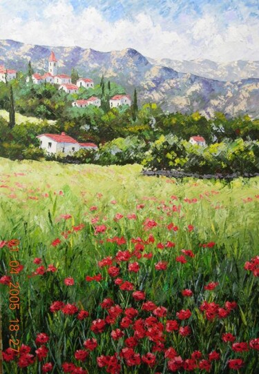 Картина под названием "Poppy field" - Frederic Payet, Подлинное произведение искусства