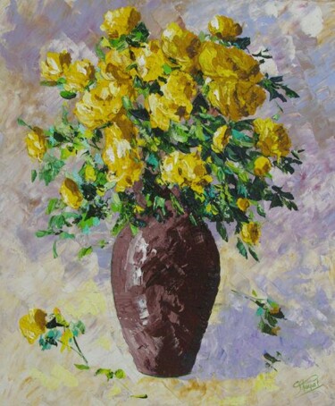 Painting titled "Yellow roses" by Frederic Payet, Original Artwork
