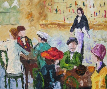 Painting titled "Cafe des Batignolles" by Frederic Payet, Original Artwork
