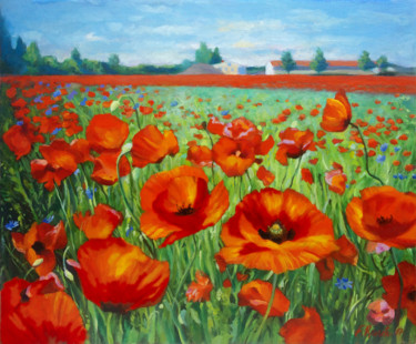 Peinture intitulée "Coquelicots" par Frederic Reverte, Œuvre d'art originale, Huile