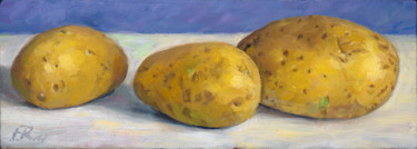 Peinture intitulée "Trois Pommes de Ter…" par Frederic Reverte, Œuvre d'art originale, Huile