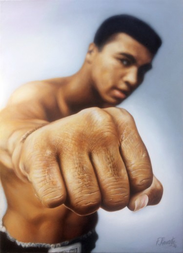 Schilderij getiteld "Mohammed Ali / Cass…" door Frederic Reverte, Origineel Kunstwerk, Olie