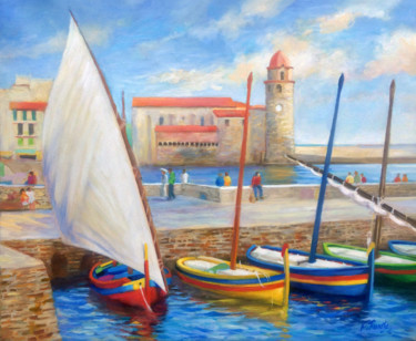 Painting titled "Collioure III" by Frederic Reverte, Original Artwork, Oil