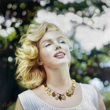 Painting titled "Marilyn's Bliss" by Frederic Reverte, Original Artwork, Oil Mounted on Wood Stretcher frame