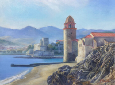 Desenho intitulada "Collioure" por Frederic Reverte, Obras de arte originais, Pastel Montado em Outro painel rígido