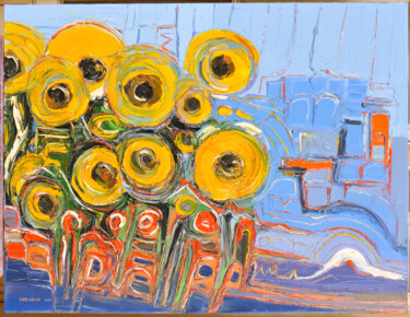 Painting titled "tournesol" by Frederic Servian, Original Artwork, Oil