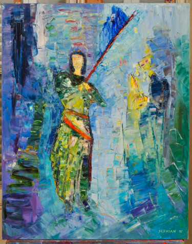 Painting titled "jeanne d arc" by Frederic Servian, Original Artwork, Oil