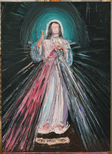 Peinture intitulée "la misercorde divine" par Frederic Servian, Œuvre d'art originale, Huile