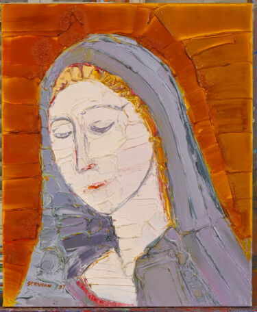 Peinture intitulée "la vierge marie" par Frederic Servian, Œuvre d'art originale, Huile