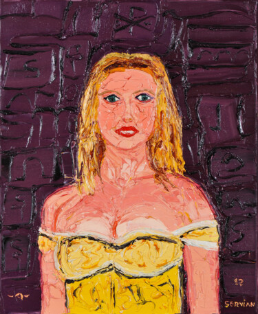 Painting titled "scarlett .j - actri…" by Frederic Servian, Original Artwork, Oil