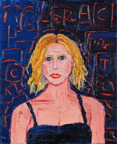Painting titled "charlize . t . actr…" by Frederic Servian, Original Artwork, Oil