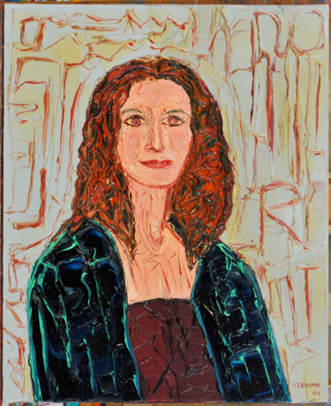 Painting titled "Julia R . actrice a…" by Frederic Servian, Original Artwork, Oil