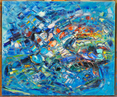 Peinture intitulée "la grande bleue" par Frederic Servian, Œuvre d'art originale, Huile