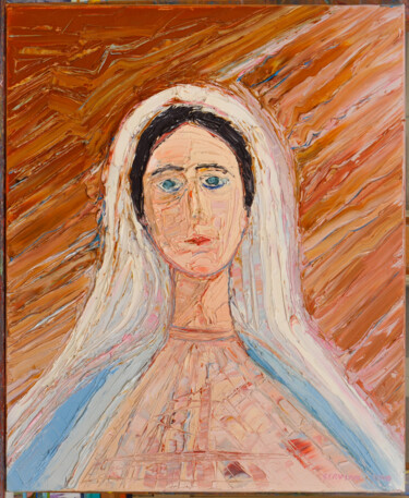 Peinture intitulée "la vierge marie l a…" par Frederic Servian, Œuvre d'art originale, Huile