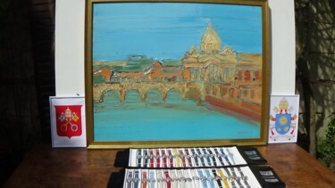 Painting titled "rome le vatican MON…" by Frederic Servian, Original Artwork, Oil
