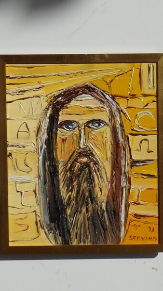 Painting titled "Christ jaune n: 2" by Frederic Servian, Original Artwork, Oil
