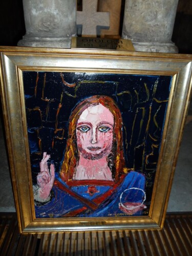 Painting titled "christ redempteur d…" by Frederic Servian, Original Artwork, Oil