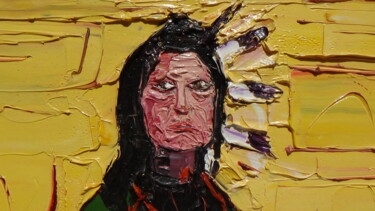 Pintura intitulada "le chef des sioux" por Frederic Servian, Obras de arte originais, Óleo