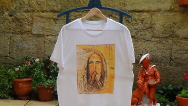 Painting titled "tee shirt christ ja…" by Frederic Servian, Original Artwork, Oil