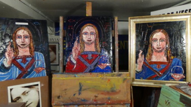 Painting titled "les trois portraits…" by Frederic Servian, Original Artwork, Oil