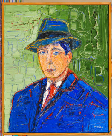 Peinture intitulée "Humphrey Bogart" par Frederic Servian, Œuvre d'art originale, Huile