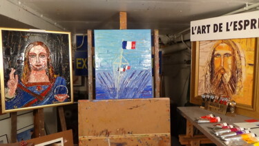 Painting titled "14 juillet 2023" by Frederic Servian, Original Artwork, Oil