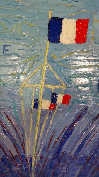 Картина под названием "les trois drapeaux…" - Frederic Servian, Подлинное произведение искусства, Масло